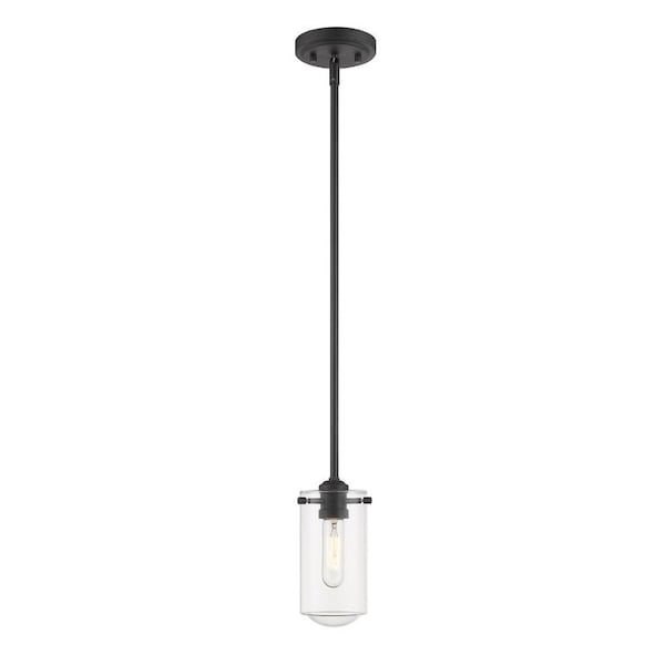 Z-Lite Delaney 1 Light Mini Pendant, Matte Black & Clear 471MP-MB - main